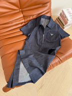 Prada 25 Denim Dress Blue Hemp Fabric