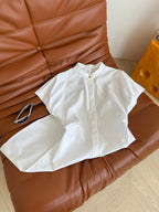 Celine 25 Flying Sleeve Waist Dress White Cotton