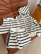 CD 25 Set White Black Stripes Cotton