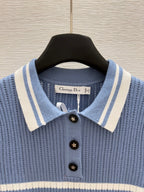 Dior Polo Shirt Demin Blue Cachemire 232760