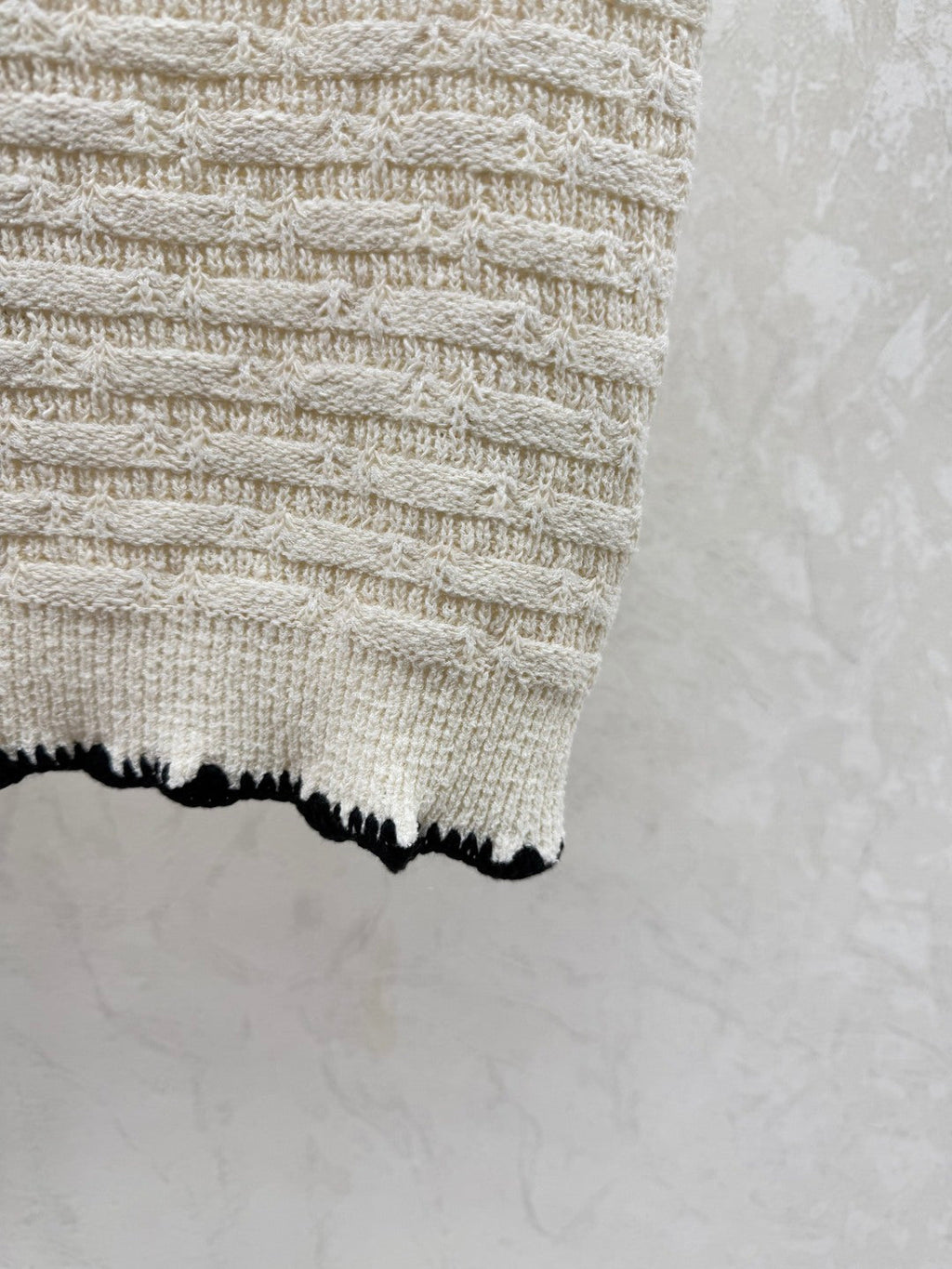 Chanel 2026 Crochet Knit Vest Black and Off-White Wool