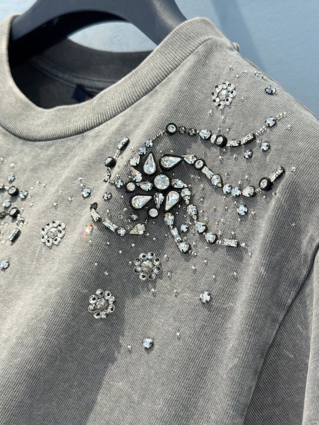 LV 25  Stir-Fried Old Diamond T-Shirt Grey Cotton