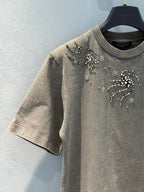 LV 25  Stir-Fried Old Diamond T-Shirt Grey Cotton