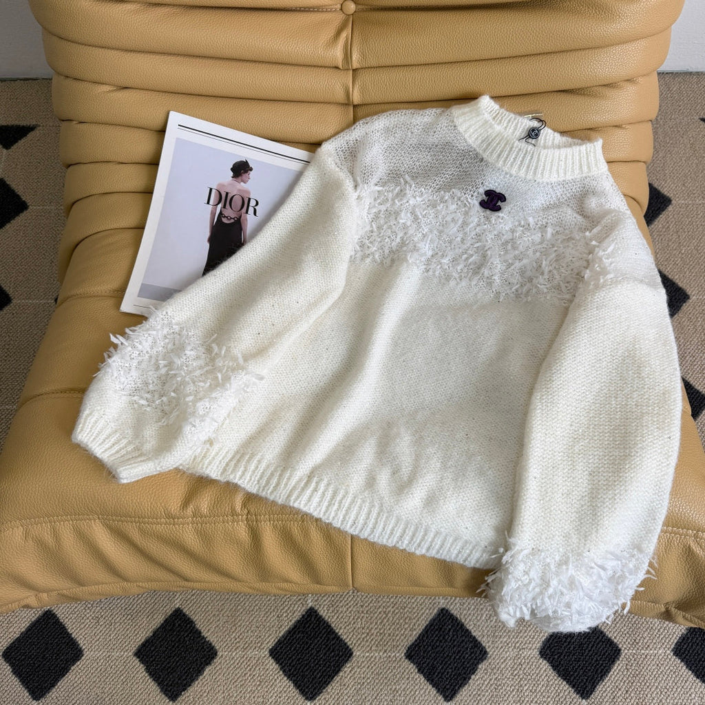 CC 26 Sweater Gray and White Wool Mesh 240318