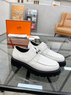 HM Men's First oxford Loafer White Cowhide 590525