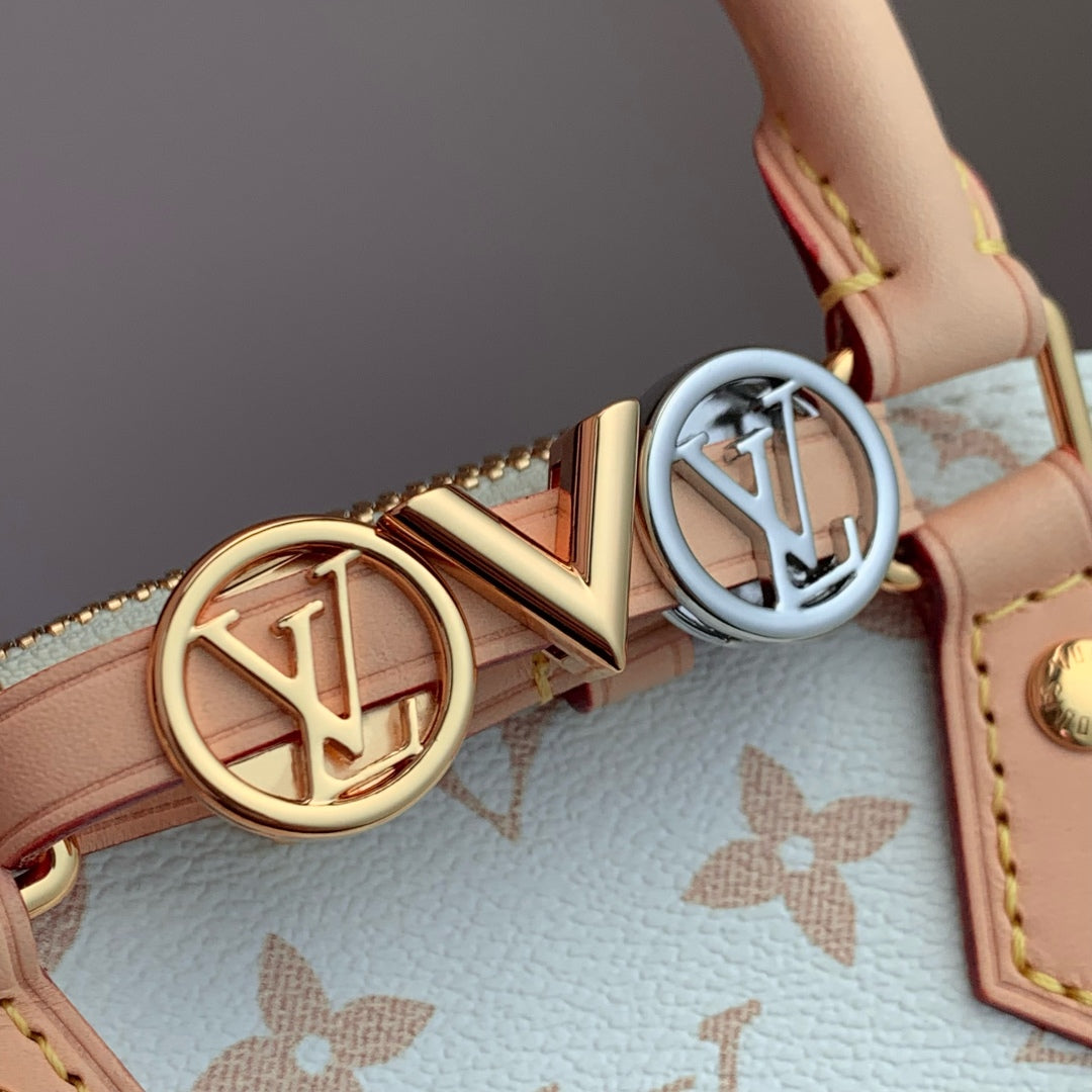 LV Alma Monogram Bag 19.5cm White Beige Leather Canvas 337567