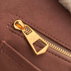 LV 2025 Ski CarryAll PM Bag 34cm Chocolate Brown Suede Cowhide 347358