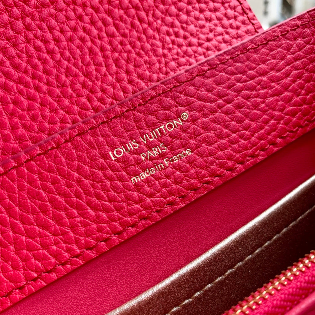 LV 2025 Capucines Bag Red Gold Taurillon Leather 347380