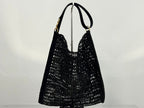 YSL Shoulder Bag 40 Black Raffia Woven