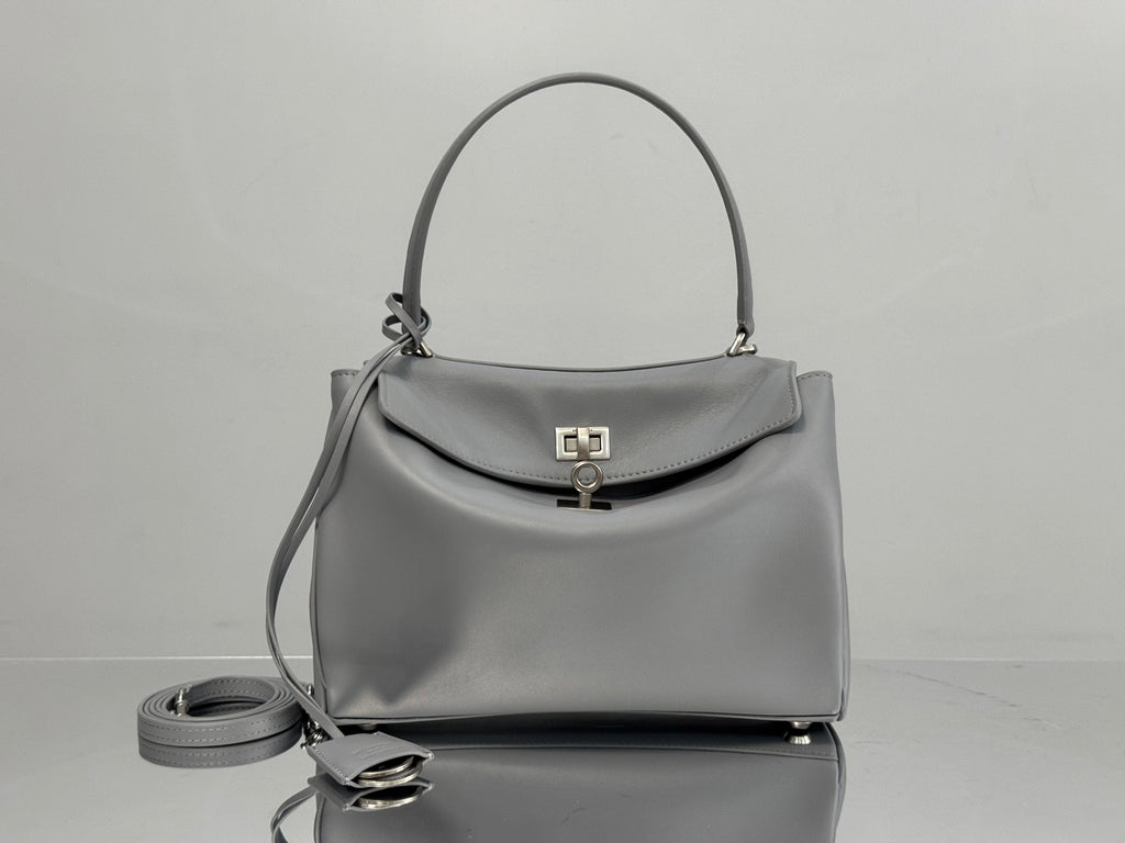 Balenciaga Small Bag 29 Gray Calfskin Sliver Hardware