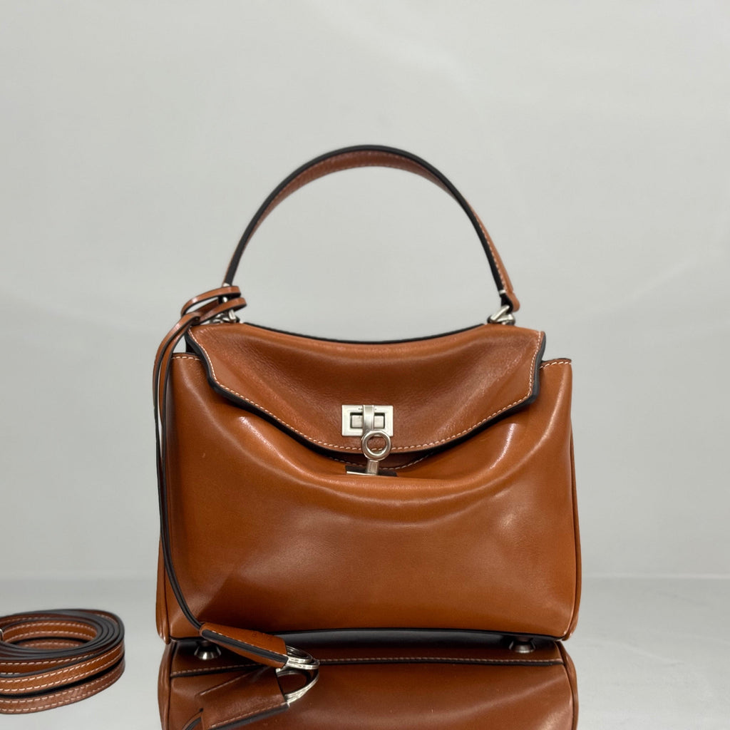 Balenciaga Small Bag 22 Camel Brown Cowhide Sliver Hardware