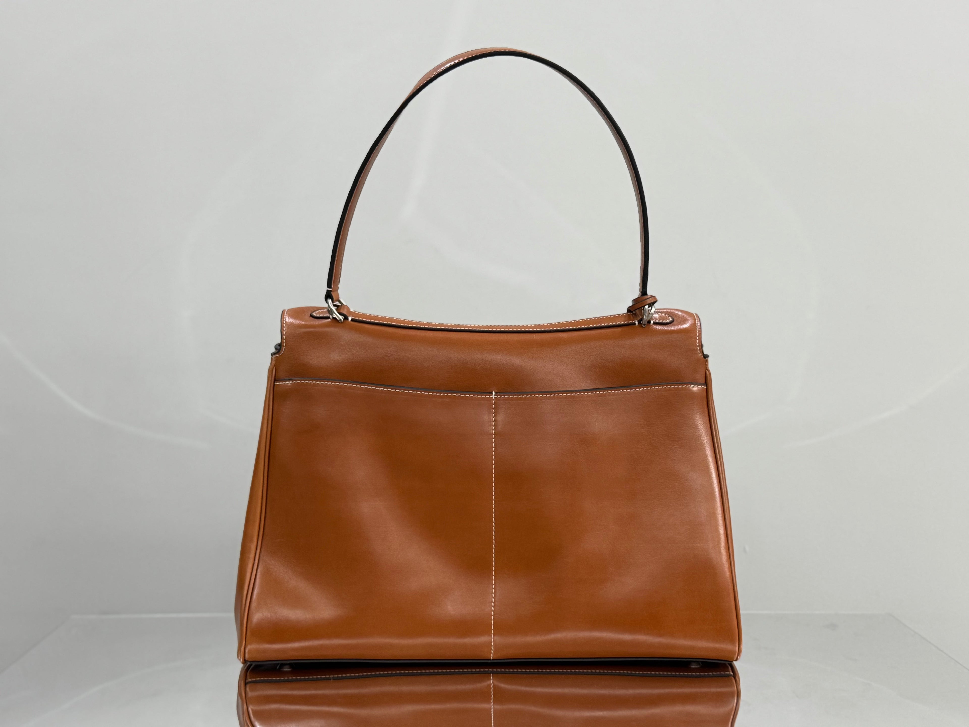Balenciaga Large Bag 40 Camel Brown Cowhide Sliver Hardware