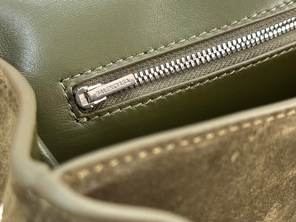 Balenciaga Small Bag 29 Olive Green Suede Sliver Hardware