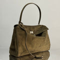 Balenciaga Medium Bag 35 Olive Green Suede Sliver Hardware