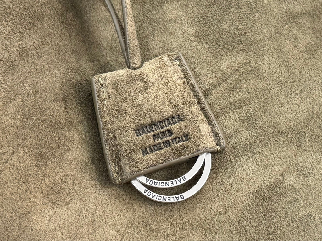 Balenciaga LargeBag 40 Olive Green Suede Sliver Hardware