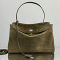 Balenciaga LargeBag 40 Olive Green Suede Sliver Hardware