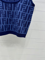 Fendi 25 Blue Knit Crop Top