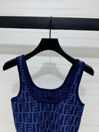 Fendi 25 Blue Knit Crop Top