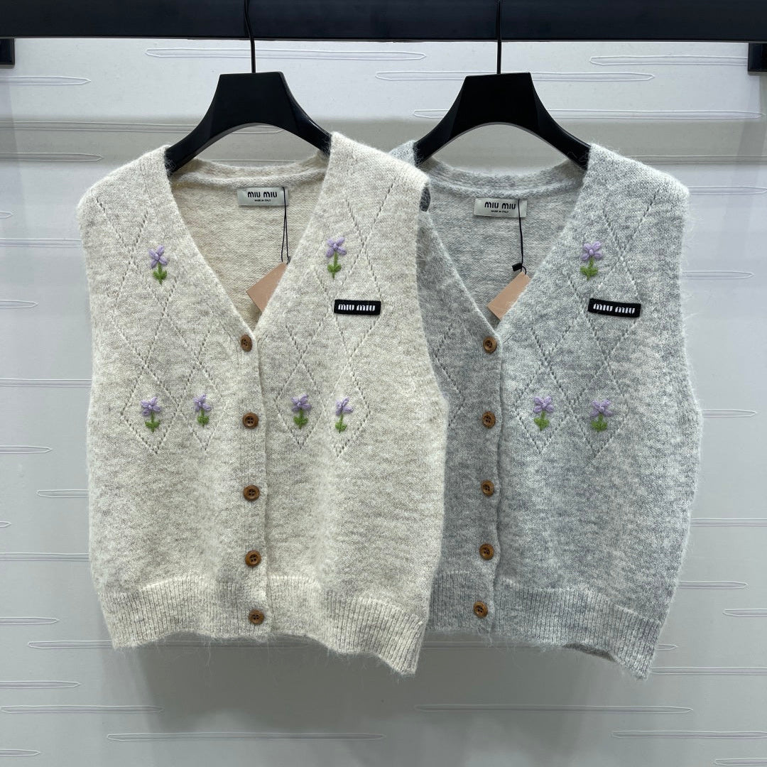 Miu Miu 25 Floral Vest Wool 285236