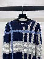 Burberry 25 Crew Neck Long-Sleeve Sweater Navy Blue Wool Cashmere
