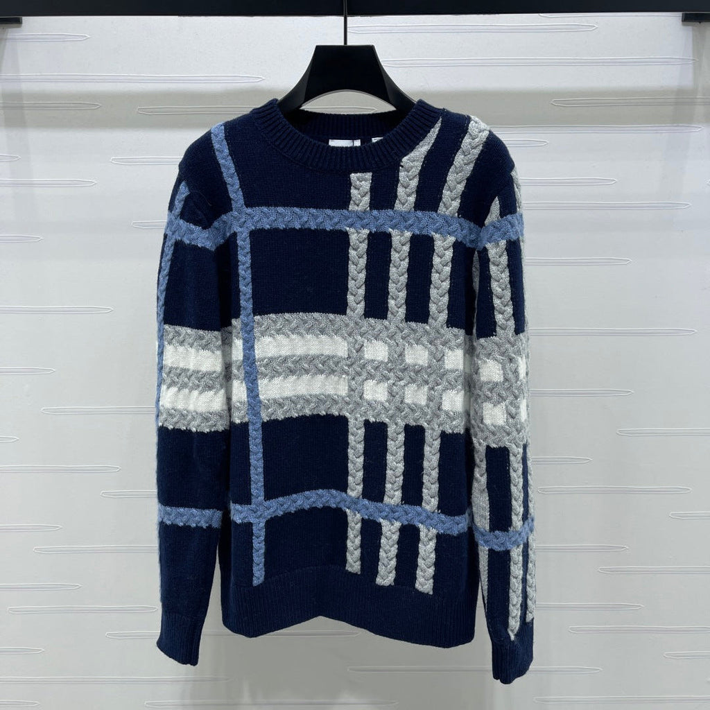 Burberry 25 Crew Neck Long-Sleeve Sweater Navy Blue Wool Cashmere