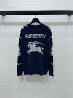 Burberry 25 V-neck Long-sleeved Cardigan Navy Blue Wool Cashmere