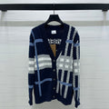 Burberry 25 V-neck Long-sleeved Cardigan Navy Blue Wool Cashmere