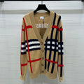 Burberry 25 V-neck Long-sleeved Cardigan Beige Wool Cashmere