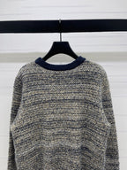 Dior 2025 V-neck Cardigan Beige mix Navy Blue Wool 321292