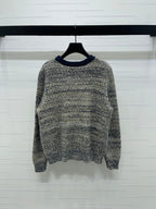 Dior 2025 V-neck Cardigan Beige mix Navy Blue Wool 321292