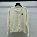 CC 26  Lace-Trimmed Knit Cardigan Cream Wool 340798