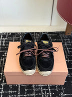 Miu Miu 2026 Espadrille Sneaker Black Suede Woven 621336