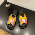 CC 25 Platform Slide Yellow Cloth Sheepskin 34737