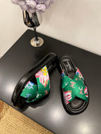 CC 25 Platform Slide Green Cloth Sheepskin 334743