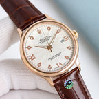 Rolex Datejust 40mm Silver Pink Gold Leather