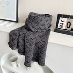 LV Men Scarf 180cm Gray Wool 967166