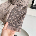 LV Men Scarf 180cm Light Brown Wool 967167