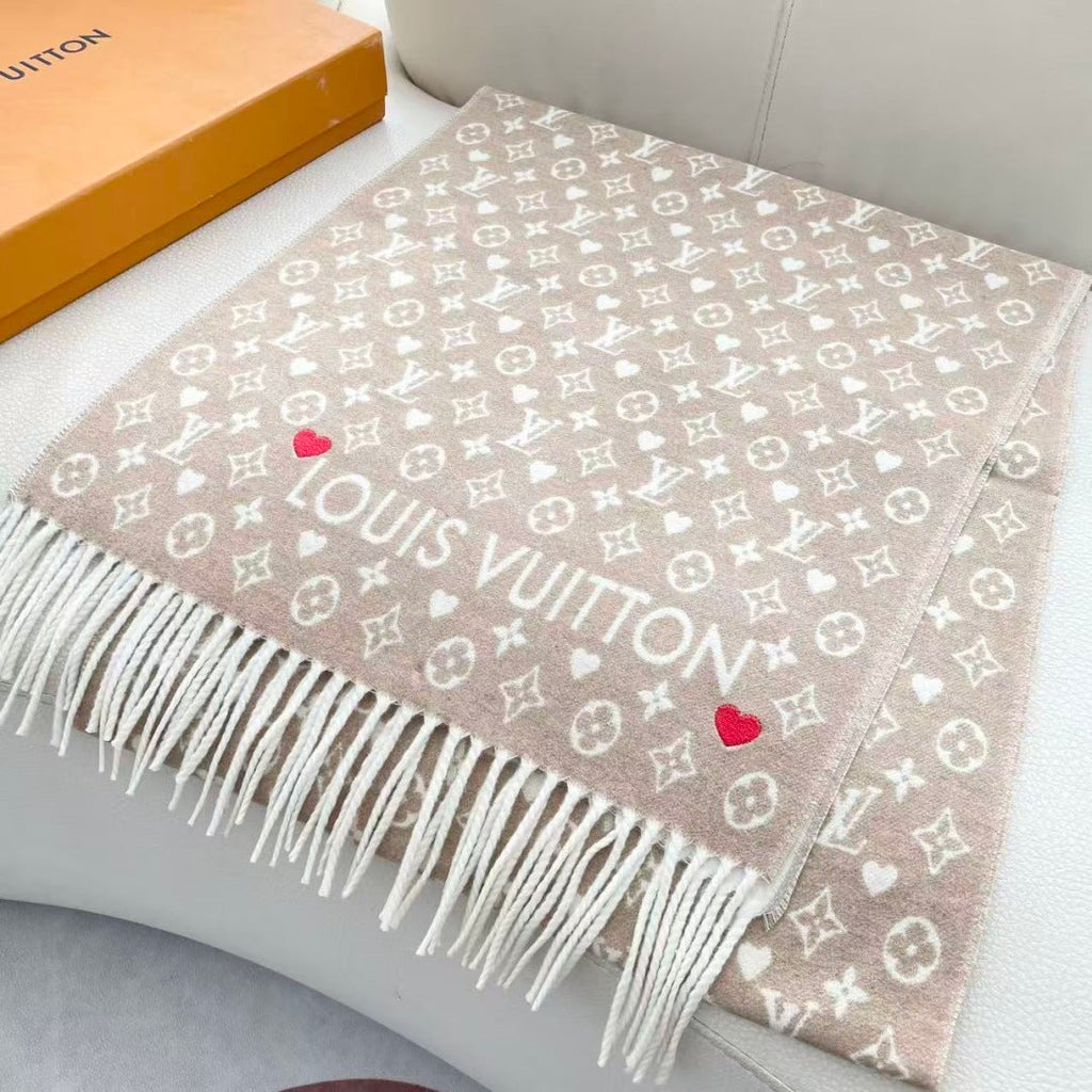 LV Studdy Reykjavik Scarf 180cm Beige Wool 967169