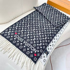 LV Studdy Reykjavik Scarf 180cm Black Wool 967170