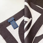 LV Exclusive Scarf 180cm Black White Cashmere 968498