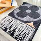 LV Scarf 190cm Black Gray Wool 968486