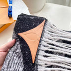 LV Scarf 190cm Black Gray Wool 968486