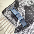 LV Scarf 190cm Black Gray Wool 968486