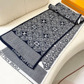LV Couple's Style Scarf 180cm Navy Blue White Cashmere 969313