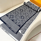 LV Couple's Style Scarf 180cm Navy Blue White Cashmere 969313