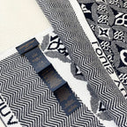 LV Couple's Style Scarf 180cm Navy Blue White Cashmere 969313