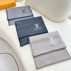 LV Couple's Style Scarf 180cm Gray Blue Cashmere 976363