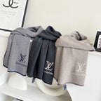 LV Couple's Style Scarf 180cm Gray Blue Cashmere 976363