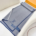 LV Couple's Style Scarf 180cm Gray Blue Cashmere 976363