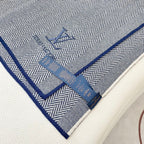 LV Couple's Style Scarf 180cm Gray Blue Cashmere 976363